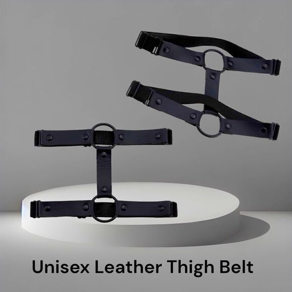 🫦 Black O-Ring 🫦 Leather Thigh-Belt l Unisex l New - Picture 3 of 6